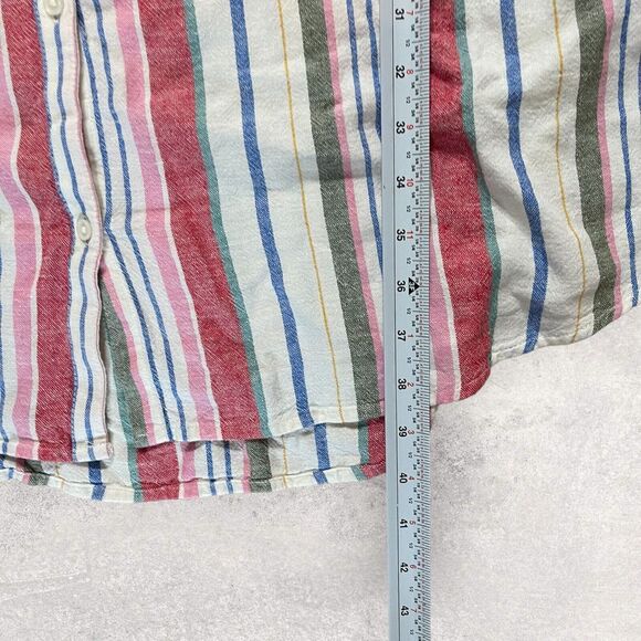 Old Navy Women Shirt Dress Linen Blend Multicolored Striped Button Up NWT - Picture 4 of 10